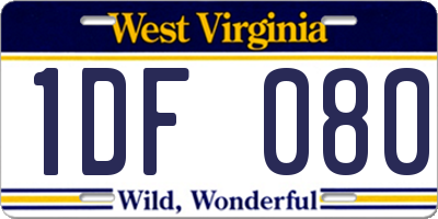 WV license plate 1DF080