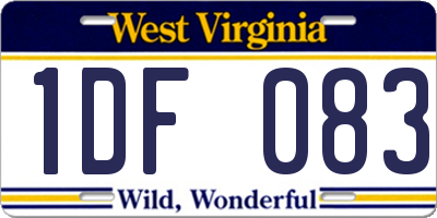 WV license plate 1DF083