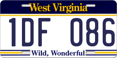 WV license plate 1DF086
