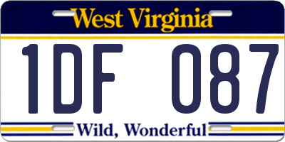WV license plate 1DF087