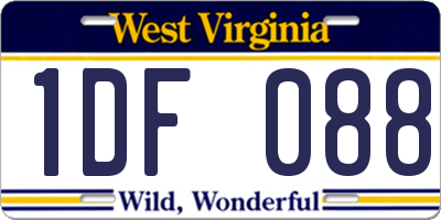 WV license plate 1DF088