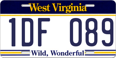 WV license plate 1DF089