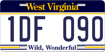 WV license plate 1DF090