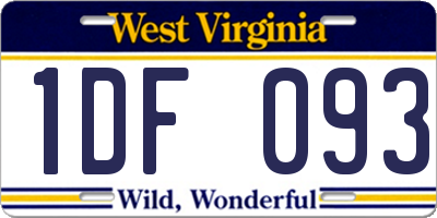 WV license plate 1DF093