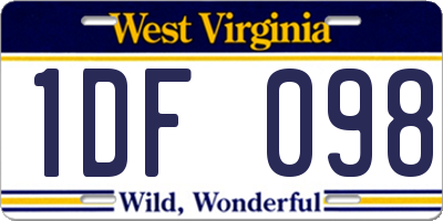WV license plate 1DF098