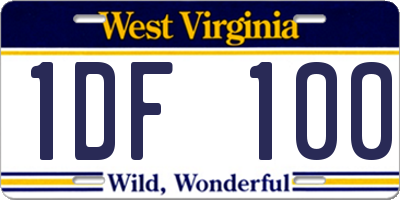 WV license plate 1DF100