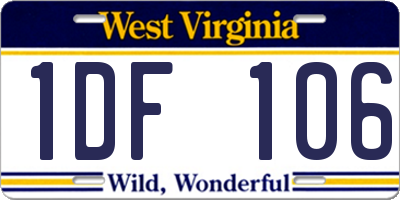 WV license plate 1DF106