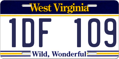 WV license plate 1DF109