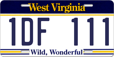 WV license plate 1DF111