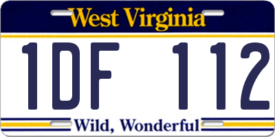 WV license plate 1DF112
