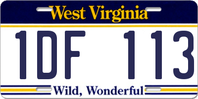 WV license plate 1DF113