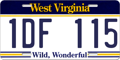WV license plate 1DF115