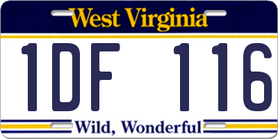 WV license plate 1DF116