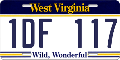 WV license plate 1DF117