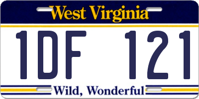 WV license plate 1DF121