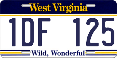 WV license plate 1DF125