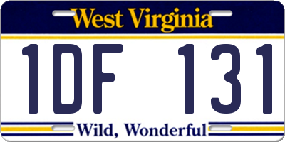 WV license plate 1DF131