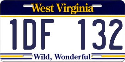 WV license plate 1DF132