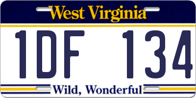 WV license plate 1DF134