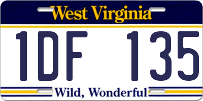 WV license plate 1DF135