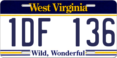WV license plate 1DF136