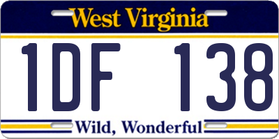 WV license plate 1DF138