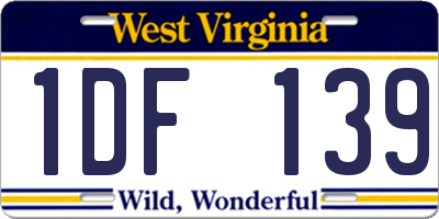 WV license plate 1DF139