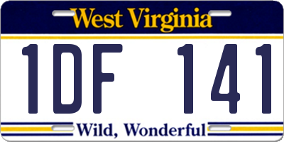 WV license plate 1DF141