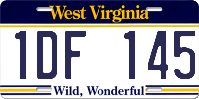 WV license plate 1DF145