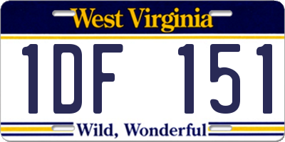 WV license plate 1DF151