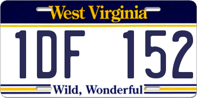 WV license plate 1DF152