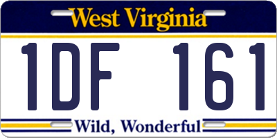 WV license plate 1DF161
