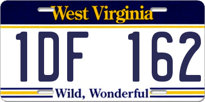 WV license plate 1DF162