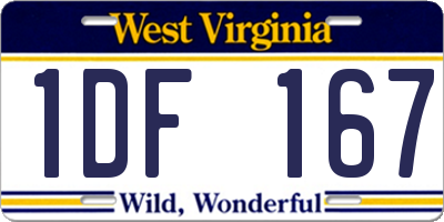 WV license plate 1DF167