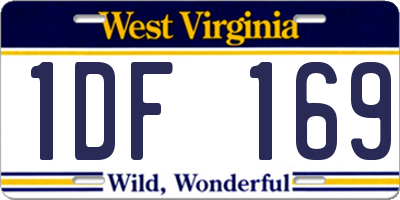WV license plate 1DF169