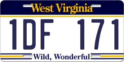 WV license plate 1DF171