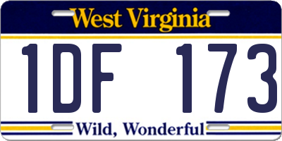 WV license plate 1DF173