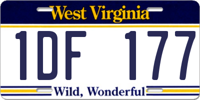 WV license plate 1DF177