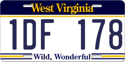 WV license plate 1DF178