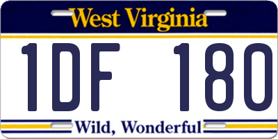 WV license plate 1DF180