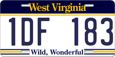 WV license plate 1DF183