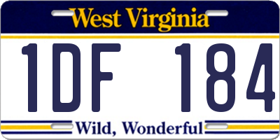 WV license plate 1DF184