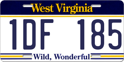 WV license plate 1DF185