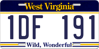 WV license plate 1DF191