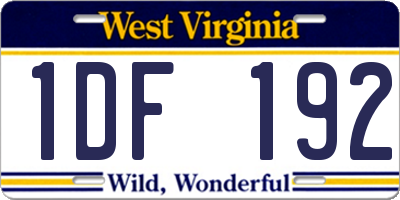 WV license plate 1DF192