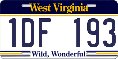 WV license plate 1DF193