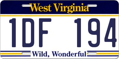 WV license plate 1DF194