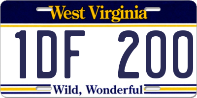 WV license plate 1DF200