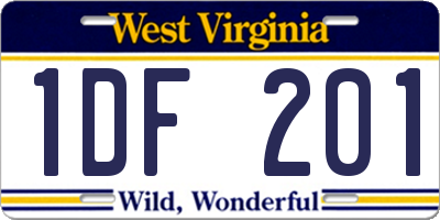 WV license plate 1DF201