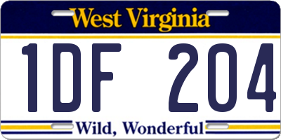 WV license plate 1DF204